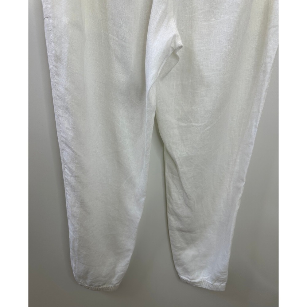 Athleta Retreat 100% Linen Jogger Pants White Resort Beach Zip Pockets Size 6 - Picture 12 of 14
